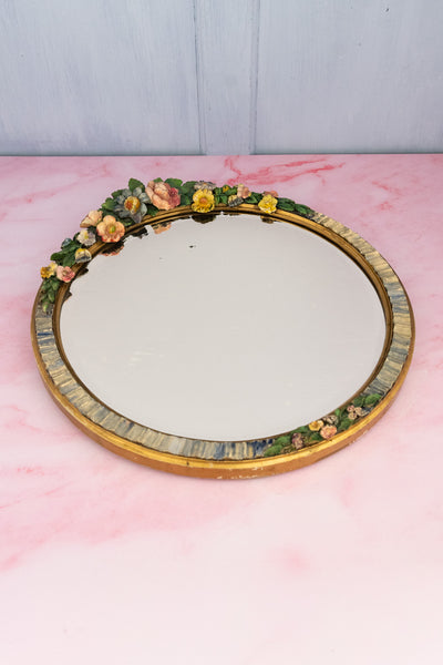Vintage English Barbola Looking Glass