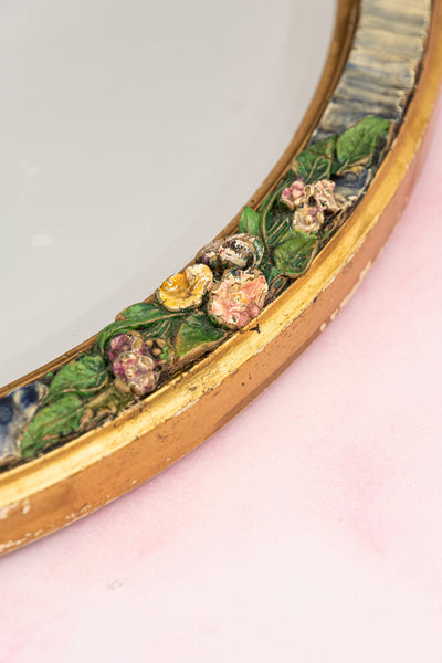 Vintage English Barbola Looking Glass