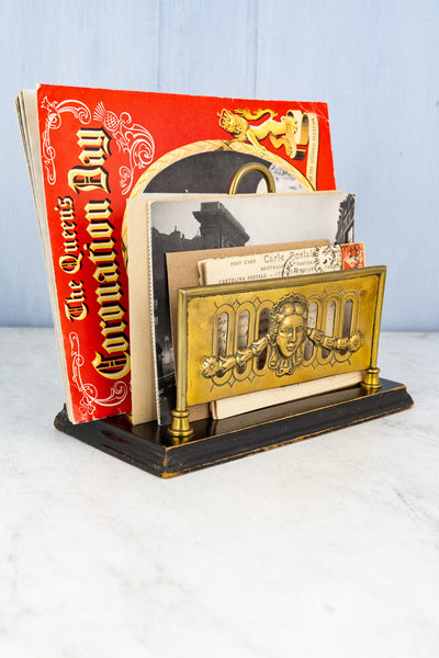 Antique English Brass Letter Rack