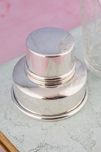 Vintage English Silverplate & Crystal Cocktail Shaker