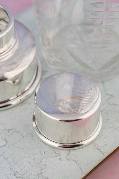 Vintage English Silverplate & Crystal Cocktail Shaker