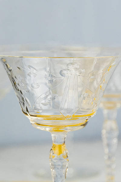 Vintage Engraved Glasses - Set of 10