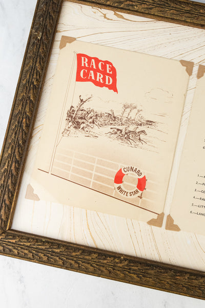 Vintage Framed Cunard-White Star Race Card