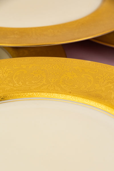 Vintage Gold Encrusted Pickard Dinner Plates - Set of 12