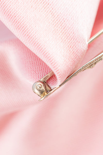 Antique American White Gold Filigree Pin