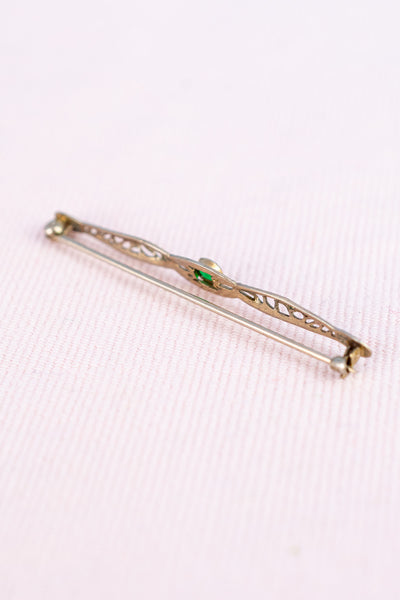 Antique American White Gold Filigree Pin