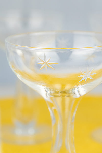 Vintage Hollow Stem Star Champagne Coupes