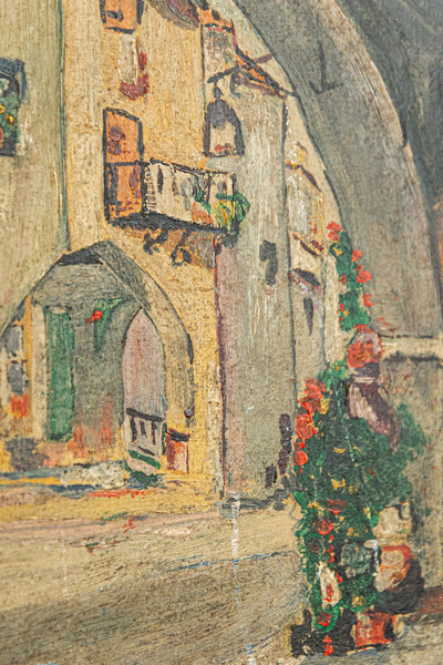 Vintage La Place de Biot French Painting