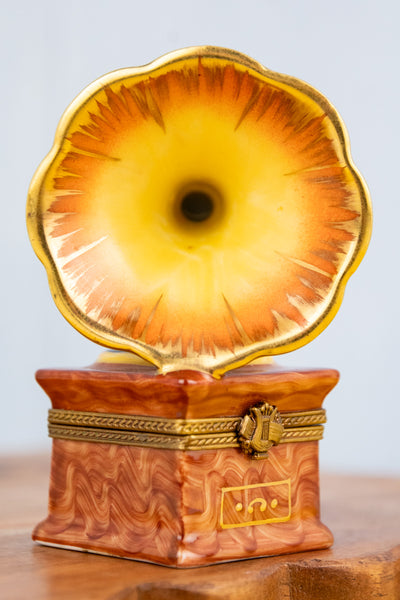 Vintage Limoges Gramophone Trinket Box