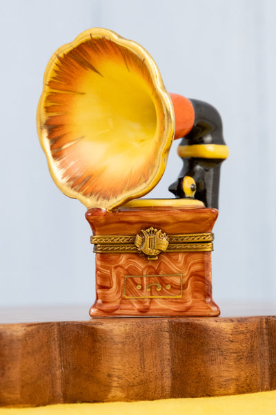 Vintage Limoges Gramophone Trinket Box