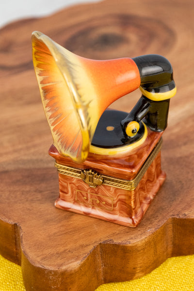 Vintage Limoges Gramophone Trinket Box