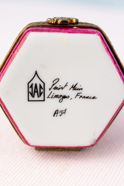 Vintage Limoges Harp Trinket Box