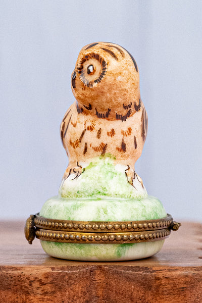 Vintage Limoges Owl Trinket Box