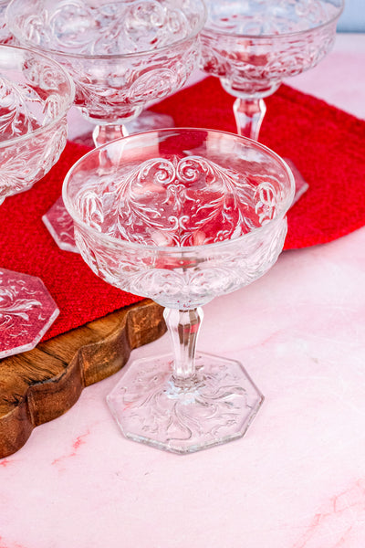 Vintage Pressed Glass Coupes - Set of 10