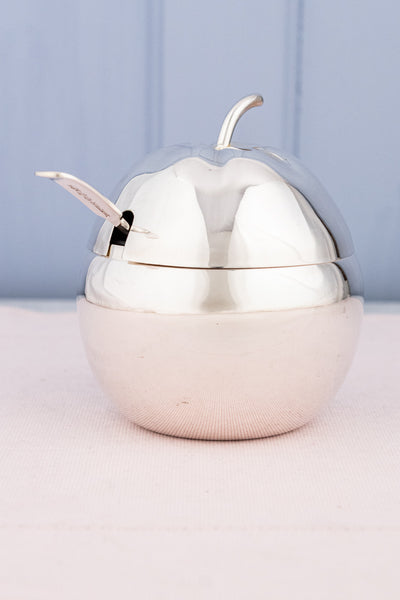 Vintage Silverplate Apple Jam Pot with Spoon