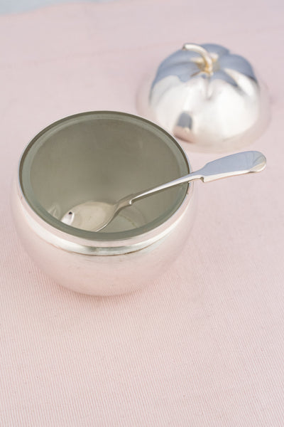 Vintage Silverplate Apple Jam Pot with Spoon