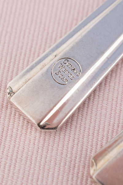Vintage Silverplate Cunard White Star Line Fork & Knife Set