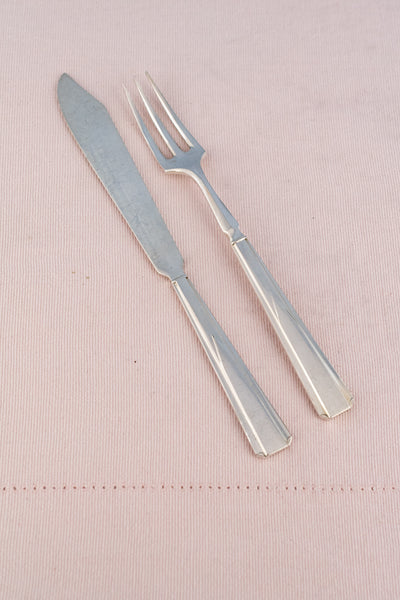 Vintage Silverplate Cunard White Star Line Fork & Knife Set