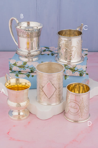 Vintage Silverplate English Mugs (Prices Vary!)
