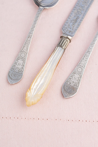 Victorian Silverplate Engraved 3-Piece Travel Cutlery Set