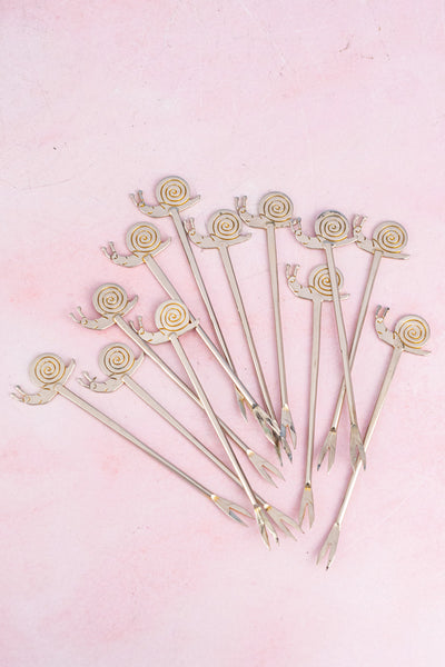 Vintage Silverplate Escargot Picks - Set of 12