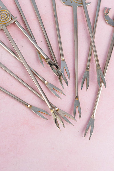 Vintage Silverplate Escargot Picks - Set of 12