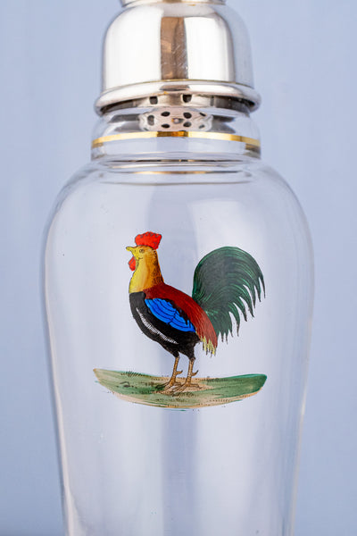 Vintage Glass & Silverplate Rooster Cocktail Shaker
