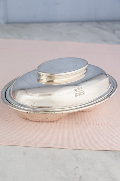 Vintage St. Edmund Restaurant Covered Silverplate Dish
