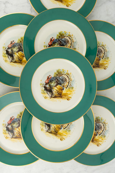 Vintage Turkey Dinner Plates - Set of 8