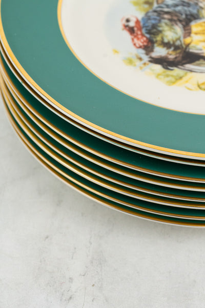Vintage Turkey Dinner Plates - Set of 8