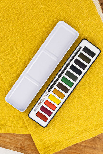 Watercolor Paint Palette & Brush Set