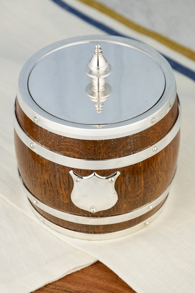 Antique Oak and Silverplate Biscuit Barrel