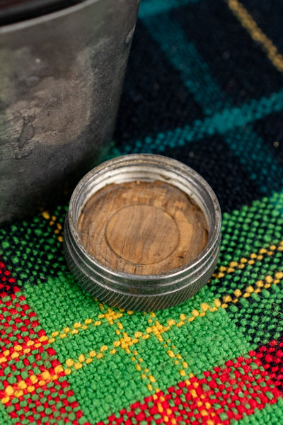 Antique English Pewter and Leather Flask with Cup