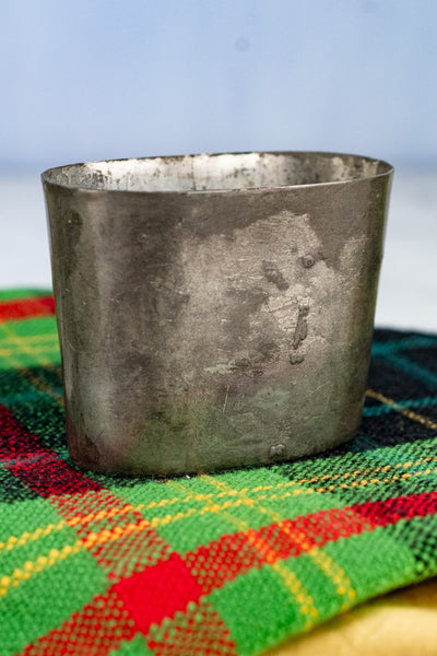 Antique English Pewter and Leather Flask with Cup