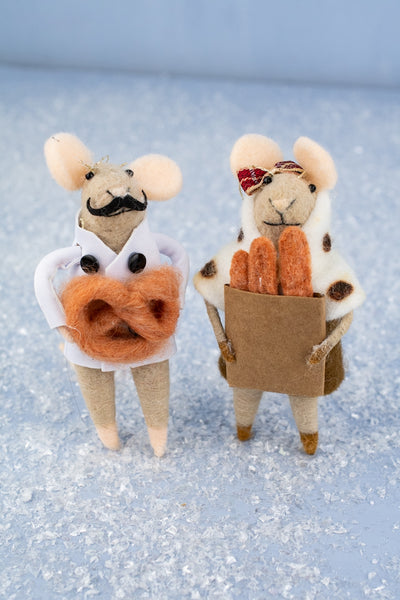 Bretzel Bernard & Boulangère Brigitte Mouse Ornaments