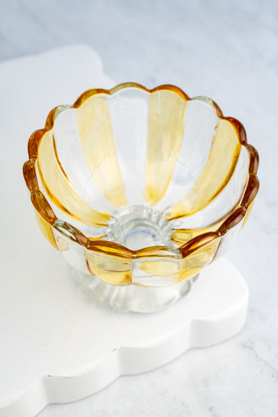 Striped Glass Pedestal Bowl - Set of 4