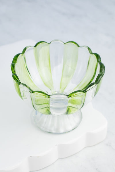 Striped Glass Pedestal Bowl - Set of 4