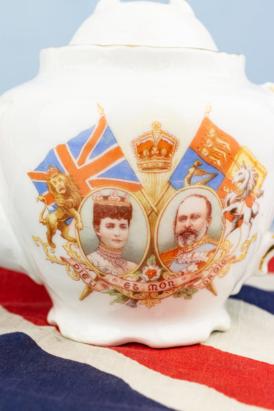 Antique Edward VII and Queen Alexandra 1902 Coronation Teapot