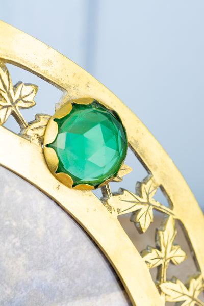 Antique English Jeweled Round Brass Frame