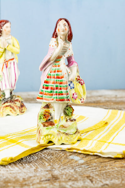 Antique Staffordshire Pastoral Couple Figurine Pair