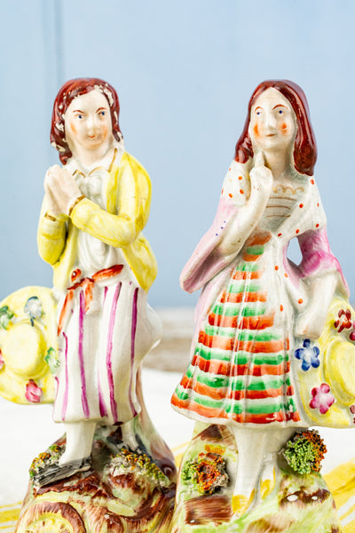 Antique Staffordshire Pastoral Couple Figurine Pair