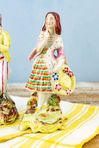 Antique Staffordshire Pastoral Couple Figurine Pair