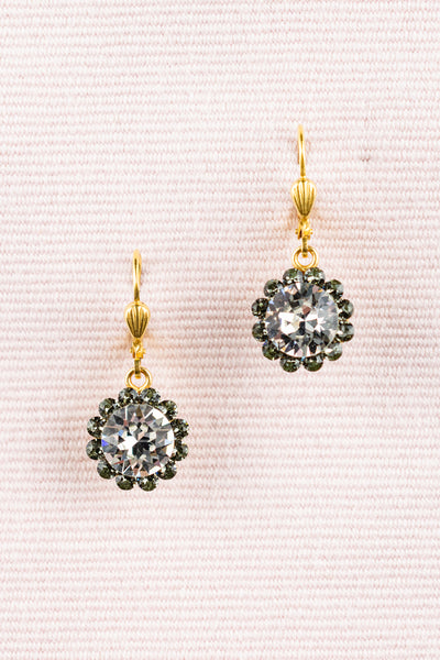 French Crystal Drop Flower Earrings