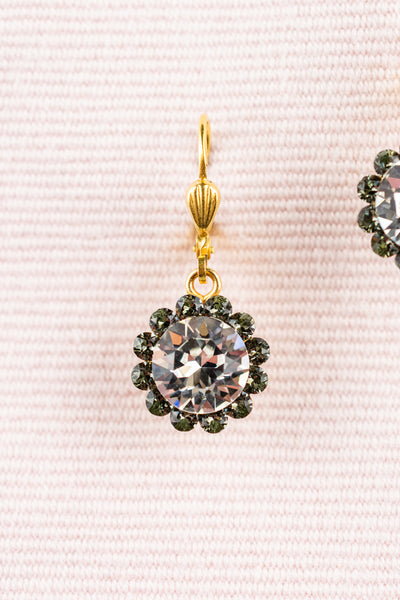 French Crystal Drop Flower Earrings