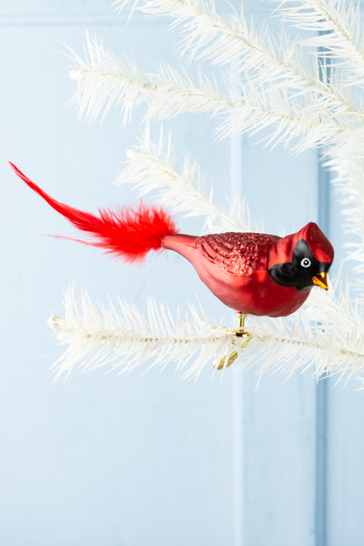 Glass Northern Cardinal Clip Ornament