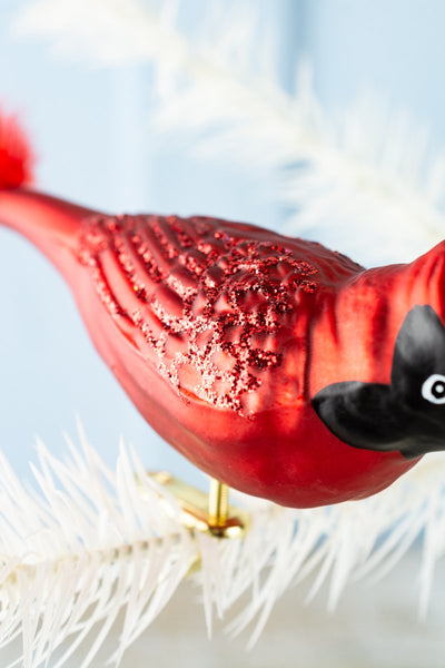 Glass Northern Cardinal Clip Ornament