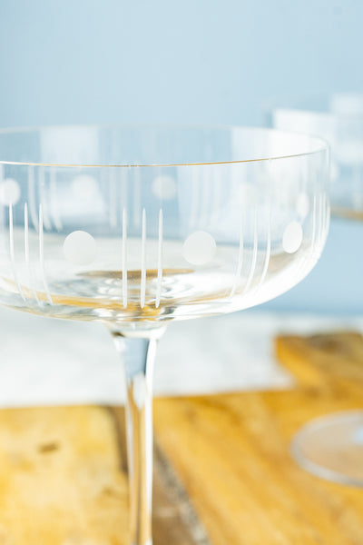 Etched Tall Champagne Coupes — Set of 2