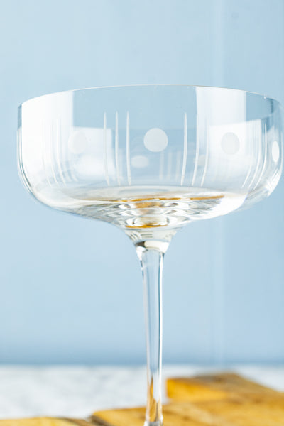 Etched Tall Champagne Coupes — Set of 2
