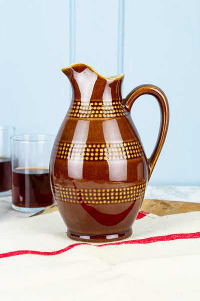 Vintage French Stoneware Wine Pitcher