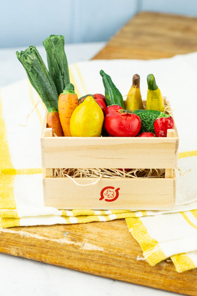 Danish Crate of Miniature Fruits and Veggies